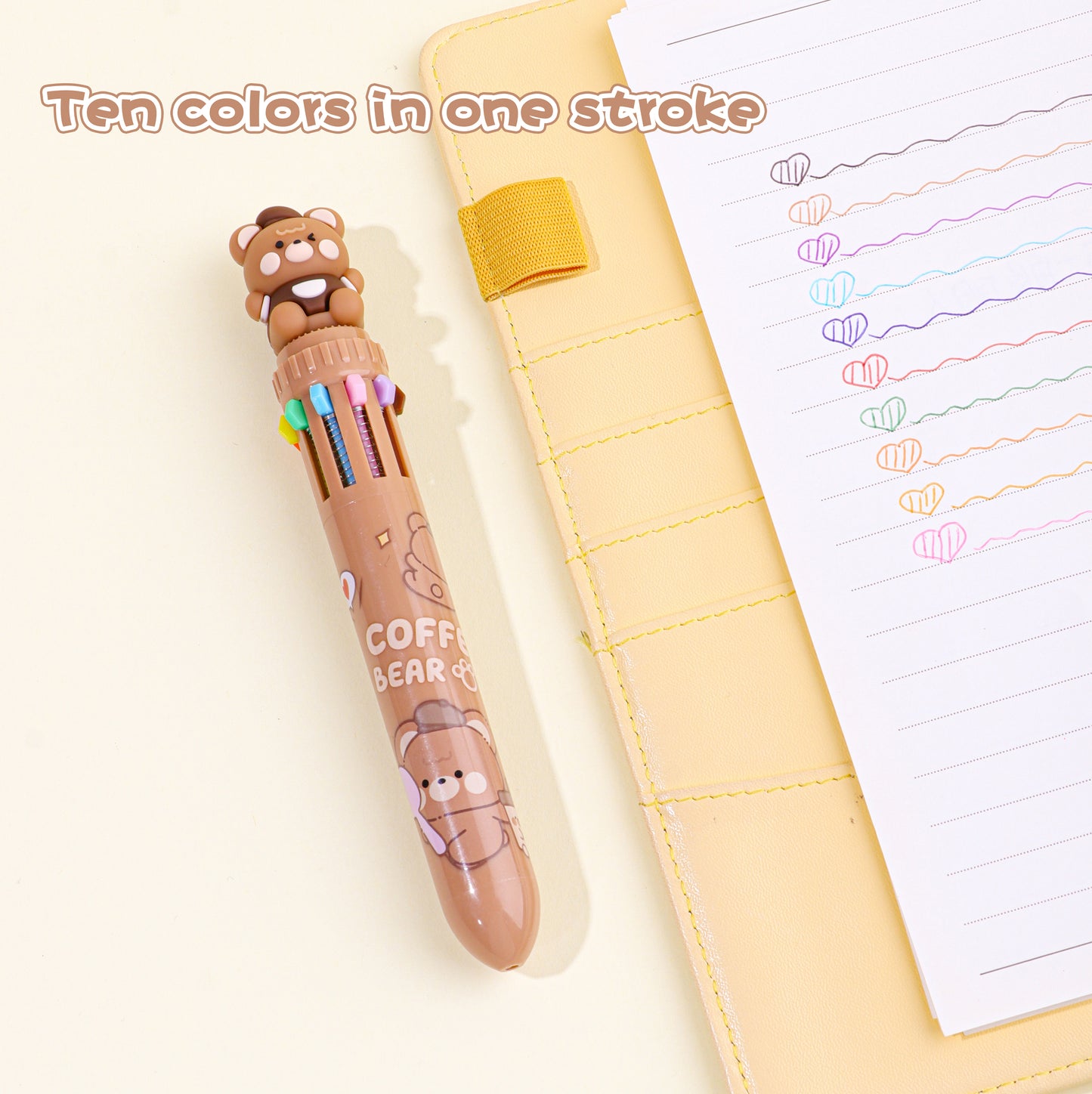 Coffee Bear Ten Colours Pen
