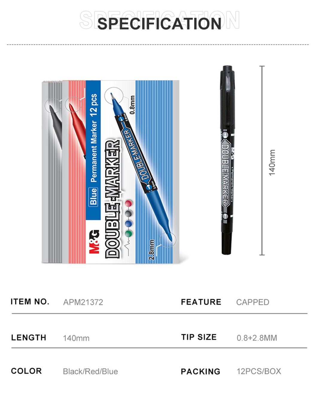 M&G Double Tips Permanent Marker 12 Pieces