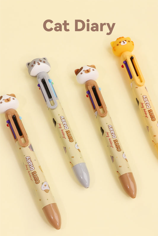 Cat Diary Six Colours Pen