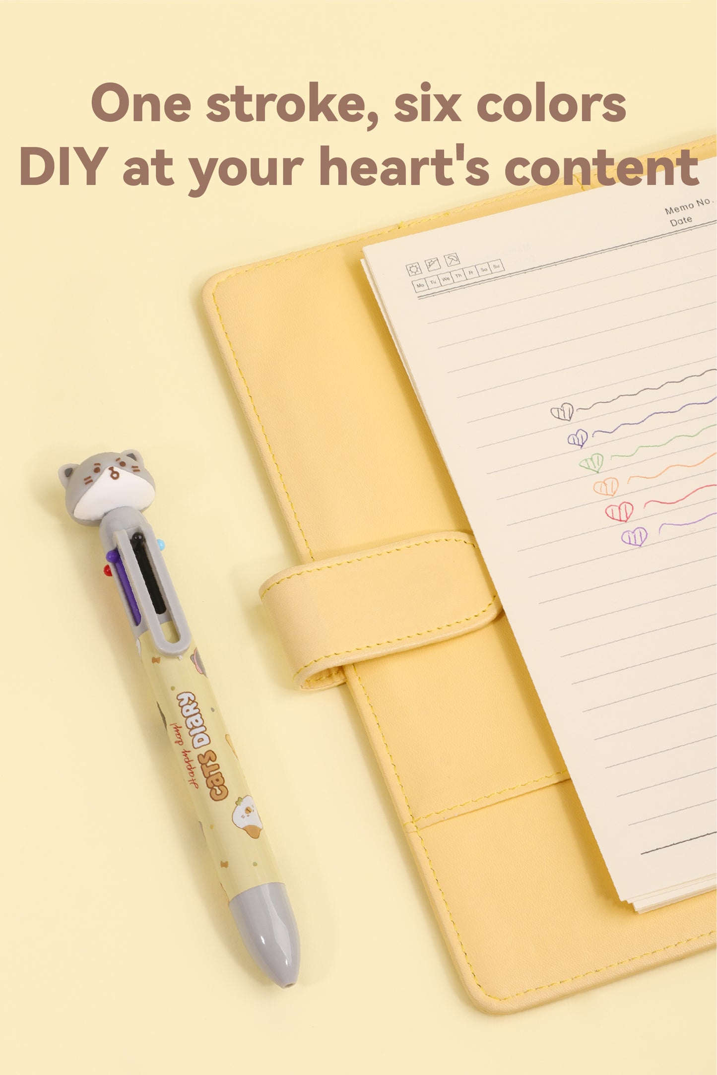 Cat Diary Six Colours Pen