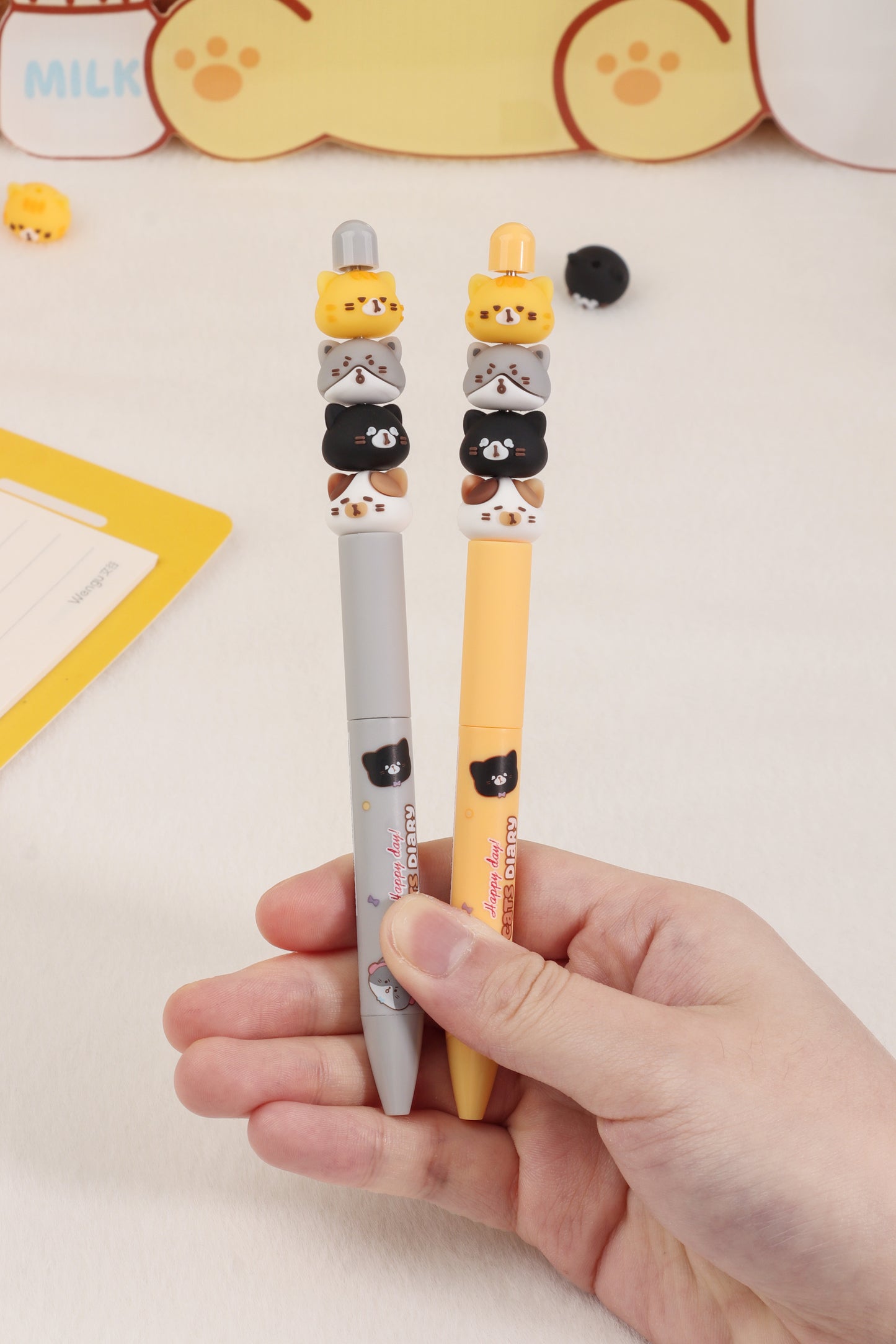 Cat Diary Beads String Pen