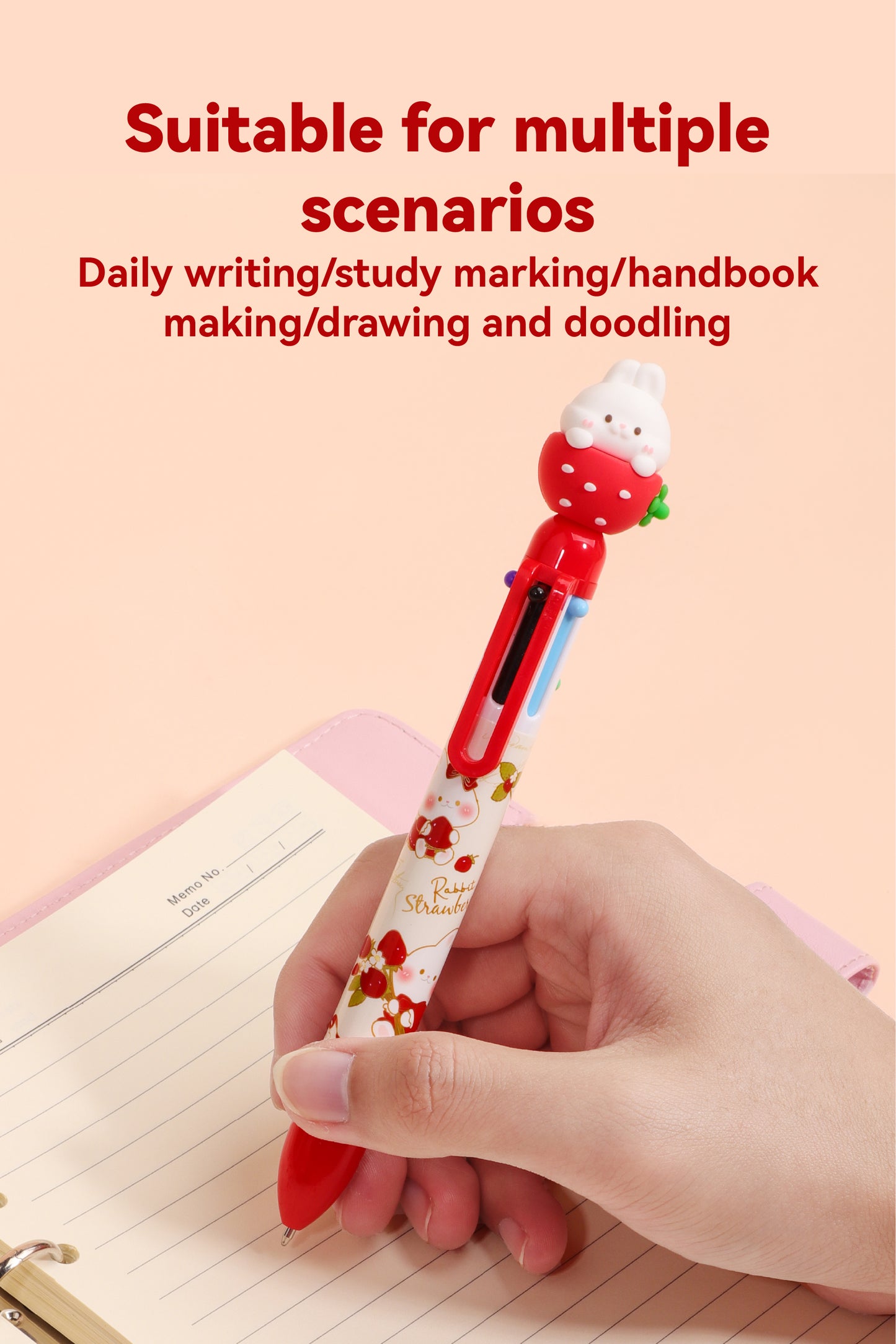 Strawberry Bunny Six Colours Pen