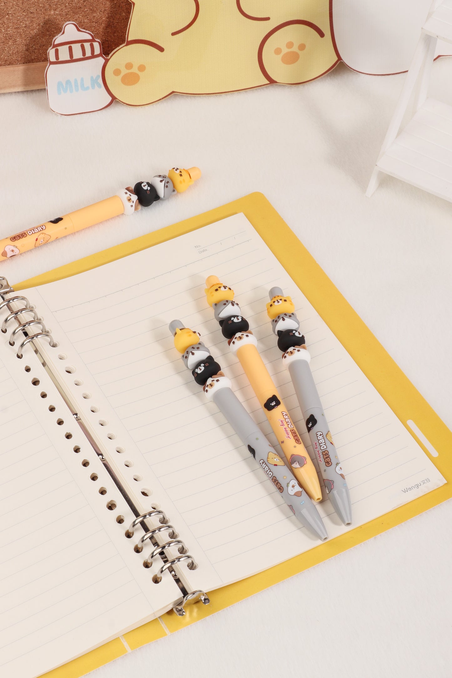 Cat Diary Beads String Pen