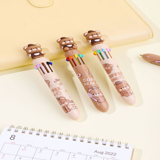 Coffee Bear Ten Colours Pen